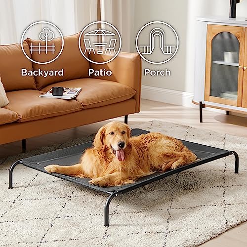 Outdoor Elevated Cooling XL Dog Bed for Extra Large Dog (Black / 54"L x 35.4"W x 8"Th)