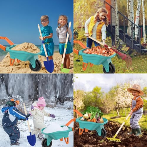 Kids Gardening Set with Wheelbarrow (Green)