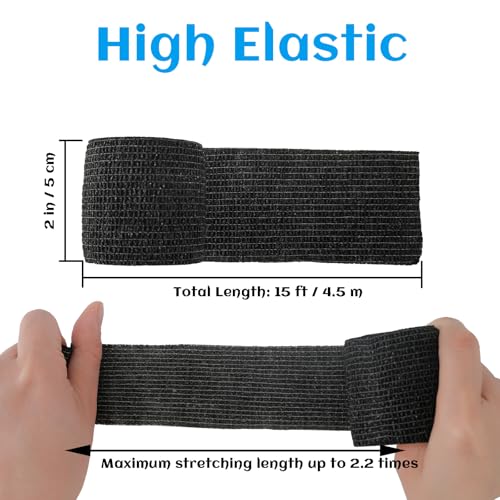 36 Rolls Black Elastic Self Adhesive Bandage Wrap 2 Inch (2 Inch-36 Count Black)
