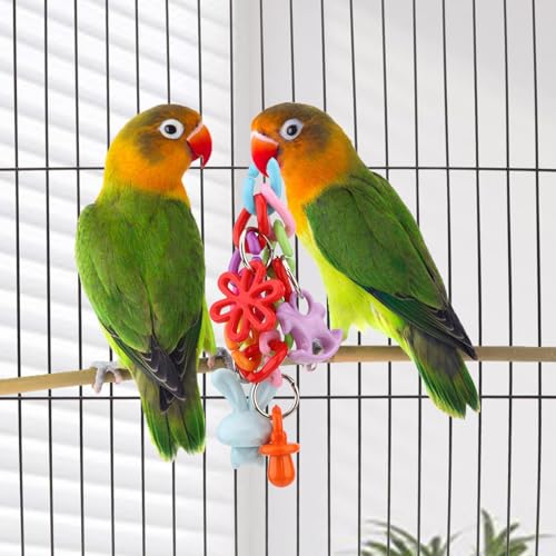 Bird Parrot Foot Toy Chewing Swing Bite Toy Plastic Parrot Toys Bird Toys Macaw Toys for Lovebirds Conures Caiques Sun Parakeet Cockatiel Budgie (Plastic Swing)