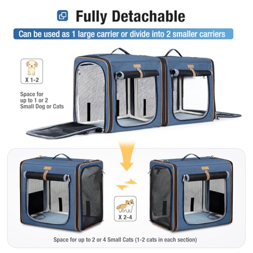 Large Cat Carrier for 2 Cats (Blue)