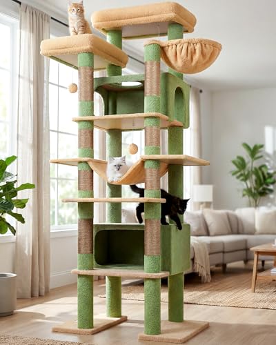 Cactus Giant Tall Heavy Duty Cat Tower for Indoor Large Cat (Green / 83 inch)