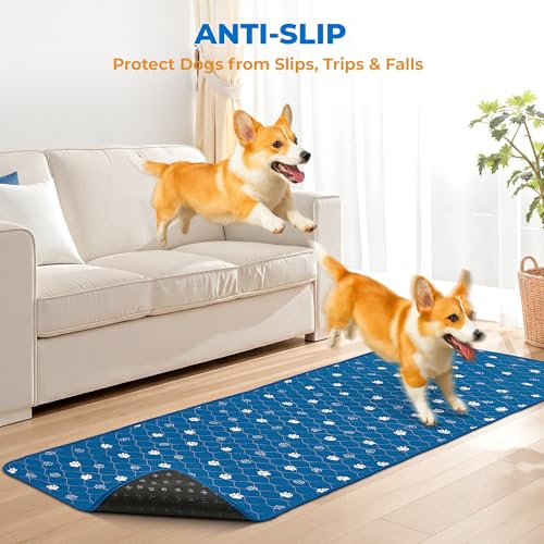 Non Slip Washable Dog Pee Pads (Blue / 24*72 Inch (Pack of 1))