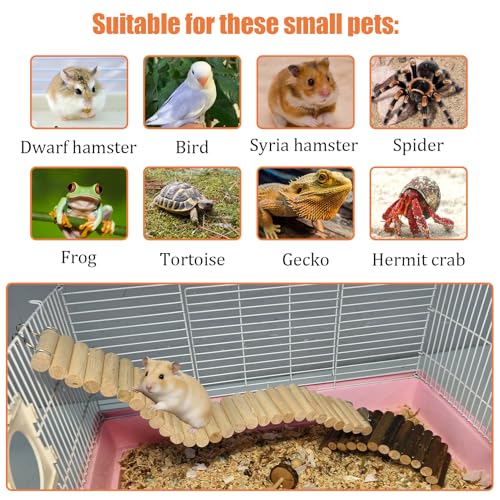 15.7x2.4In Wood Hamster Bridge Climb Toys for Rat Gerbil Sugar Glider Mice