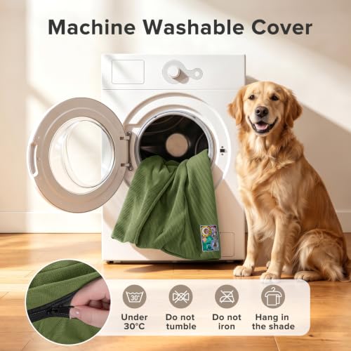 Chew Proof Indestructible Dog Bed for Large Dogs (Green / XL(42"x30"x4"))