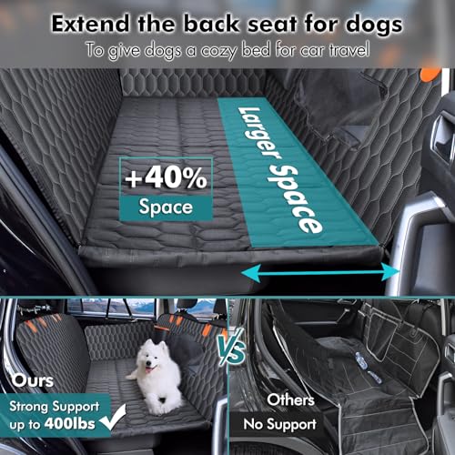 L Back Seat Extender for Dogs (Black / L Pickup Truck/Cars / Mid-Size SUV)