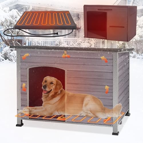43.3'' Large Heated Outdoor Dog House Weatherproof with Anti (Heated Dog House)