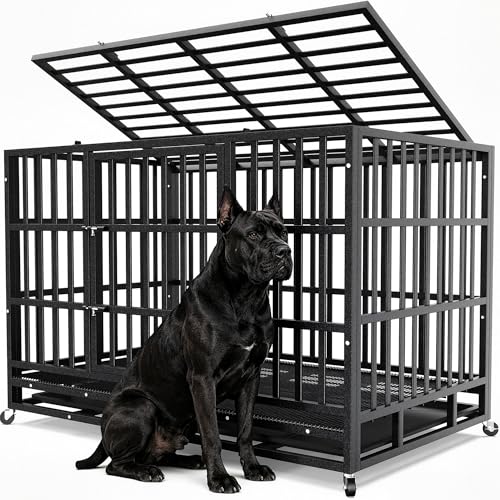 48 Inch Heavy Duty Dog Crate (Black / Large)