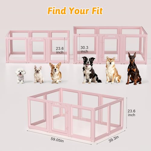 Acrylic Dog Playpen Indoor (Skin Pink / 23.6"H)