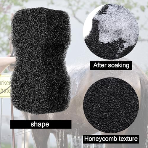 3 Pcs Horse Groomer Sponge Scrubber Massager Horse Grooming Brush Kit Supplies Large Soft Care for Cleaning Washing Bathing