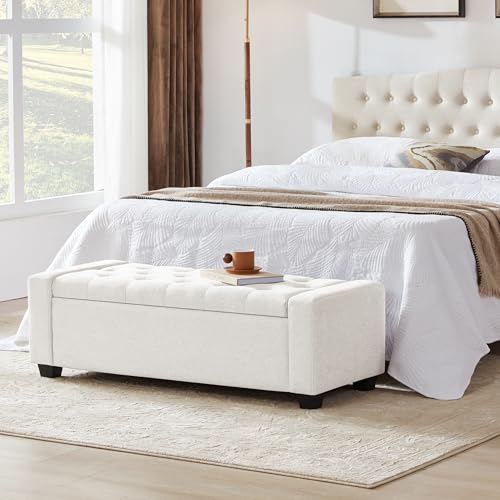 48" Ottoman with Storage (White / 19.7"D x 48"W x 16.9"H)