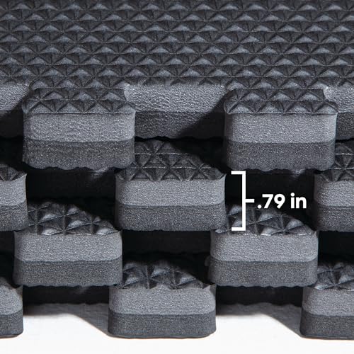 Reversible 3 4" EVA Foam Gym Floor Tiles (Gray/Black / 16 Tiles - 64 Sq. Ft.)