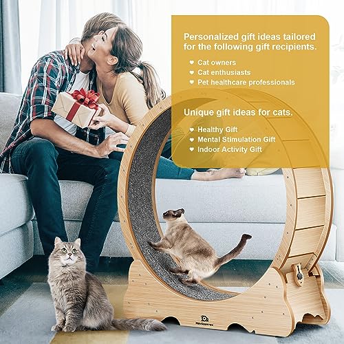 Cat Wheel 46" XL Large Exercise Running Wheels with Detachable Carpet for Indoor Cats (Wood / XL)