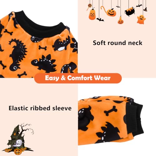 Dog Pajamas Halloween Puppy Onesies Small Dogs Soft Pjs Coat Cat Apparel Comfy Pet Clothes Outfit Doggie Bodysuit P346S (Small / Dino Bones)