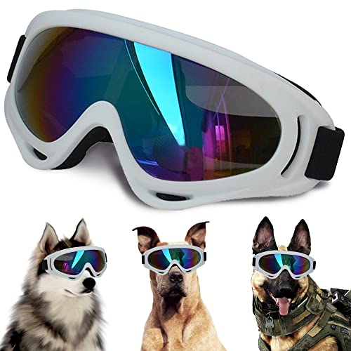 Large Dog Sunglasses (White Frame&Colorful Lens&L)