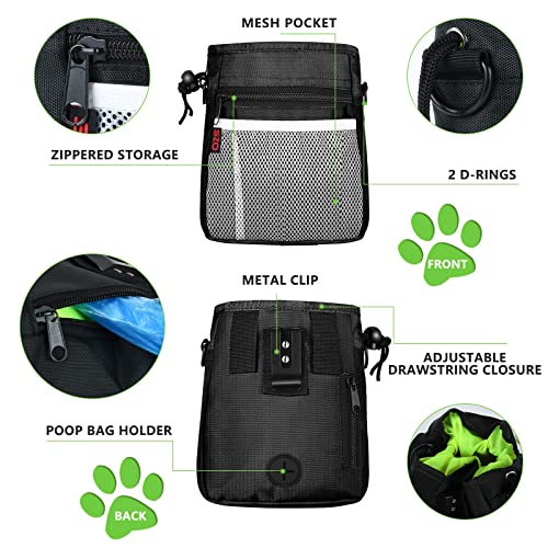 Dog Training Treat Pouch with Training Clicker (Black)