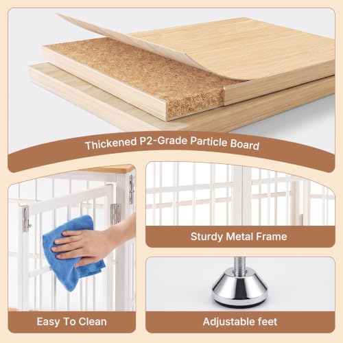Dog Crate Furniture 38 Inch Indoor Crate Dog Cage Wooden Kennel (White / 38.2"L x 25.0"W x 27.9"H)