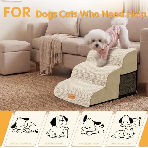 3 Tiers Foam Dog Ramps (Beige / 23.6*15.7*15.7)