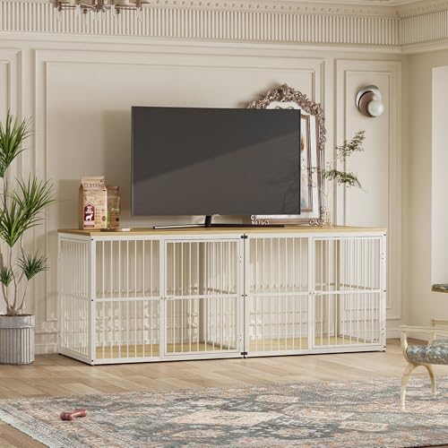 43'' XL Dog Crate Furniture with 3 Doors for Medium to Large Dogs (Natural Beech / 43.3"L x 29.9"W x 33.1"H)