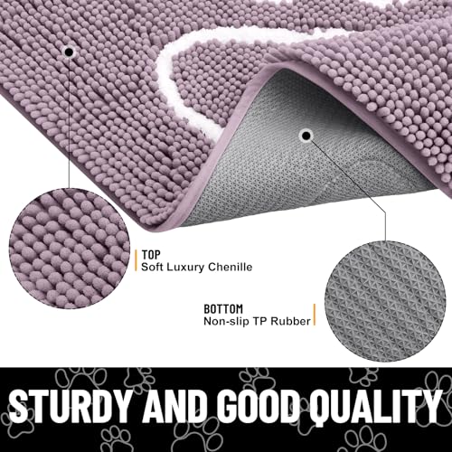 Dog Door Mat for Muddy Paws (36"X24" / Deep Plum and White)