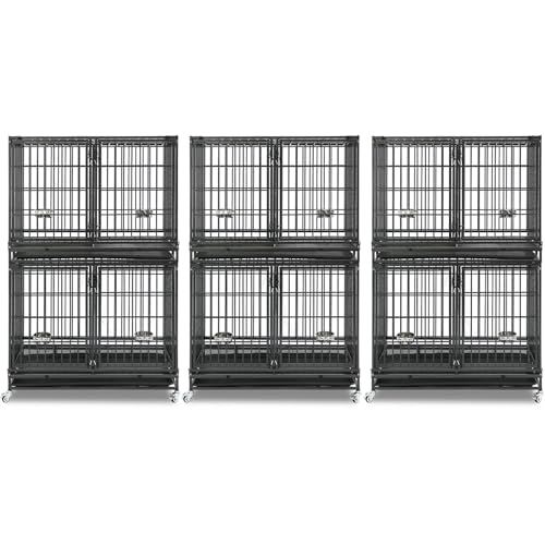 Taller 43" Two Tiers Dog Crate Cage Kennel with Divider (43"L - 2 Tiers - 3 Pack)