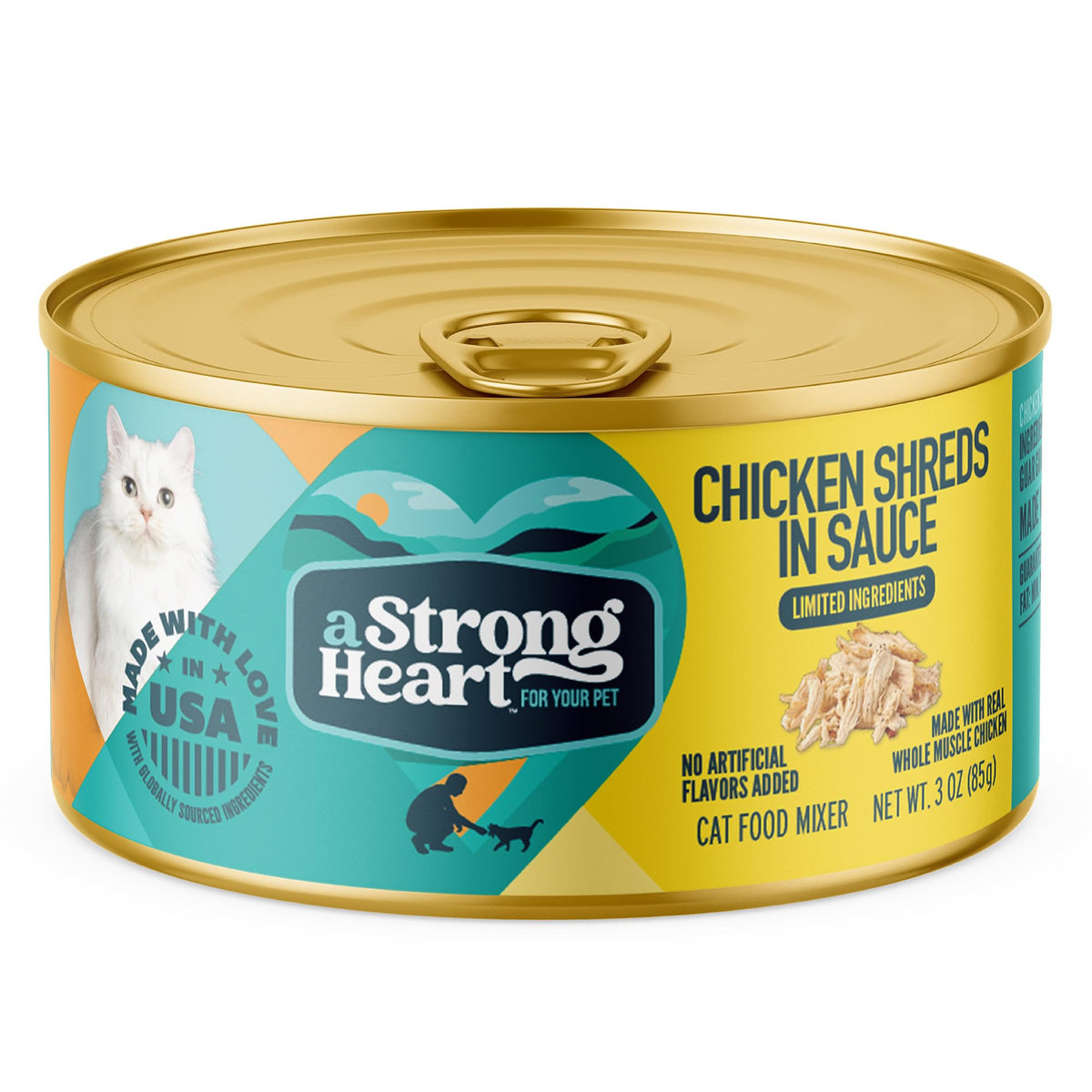 A Strong Heart Chicken Shreds in Sauce Cat Food Topper (3 Ounce (Pack of 24))