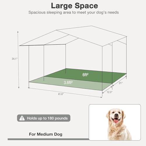 Heated Dog House for Outside Weatherproof Large Dog Kennel with Heating Pad Anti
