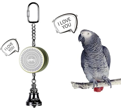 Bird Toys Parrot Talking Coach & Interactive Voice Bell for Parakeet (Green)