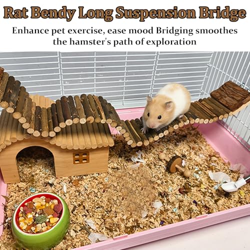 21.7 X 2.7In Wooden Hamster Bridge Rat Climbing Toy for Gerbil Sugar Glider