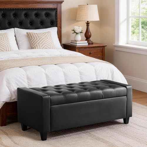 Ottoman with Storage (Black-pu)