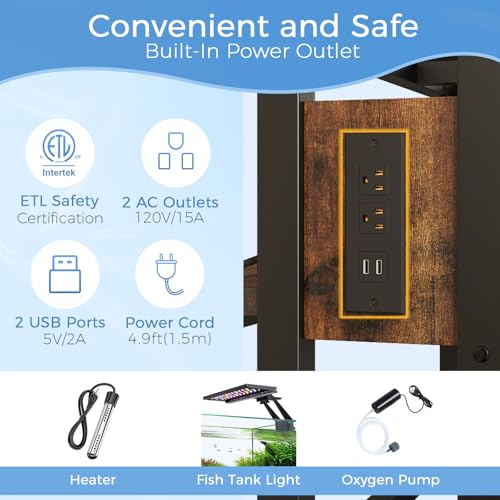 55 Gallon Fish Tank Stand with Power Outlet (Rustic Brown / 55 Gallon)