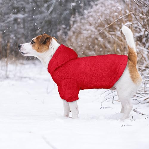 Fuzzy Dog Sweaters for Medium Dogs Dog Hoodie Sweater Clothes Warm Soft Cozy Pet Coats Hooded Sweatshirt Medium Pet Hoodie (Medium / Red)