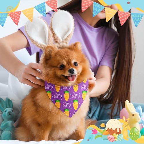 100 Pcs Easter Dog Bandanas Bulk Bunny Egg Carrot Bandanas for Dogs Triangle Kerchief Bibs Scarf Set for Pet Costume Easter Photo Props Accessories Pet Shops (Easter / 19.7 x 13.8 x 13.8 Inch)