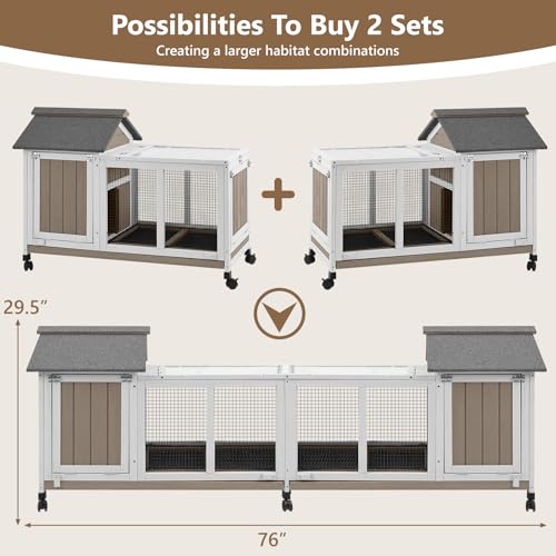 38" L Expandable Rabbit Hutch with Run (38.0"L x 17.0"W x 29.0"H)