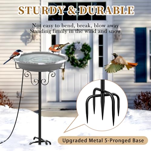 Heated Bird Bath for Outdoors Winter (Gray)