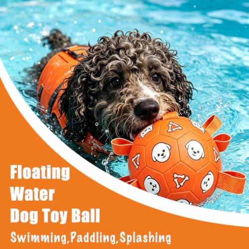 Dog Soccer Ball with Straps (Orange / Medium-6 Inch)