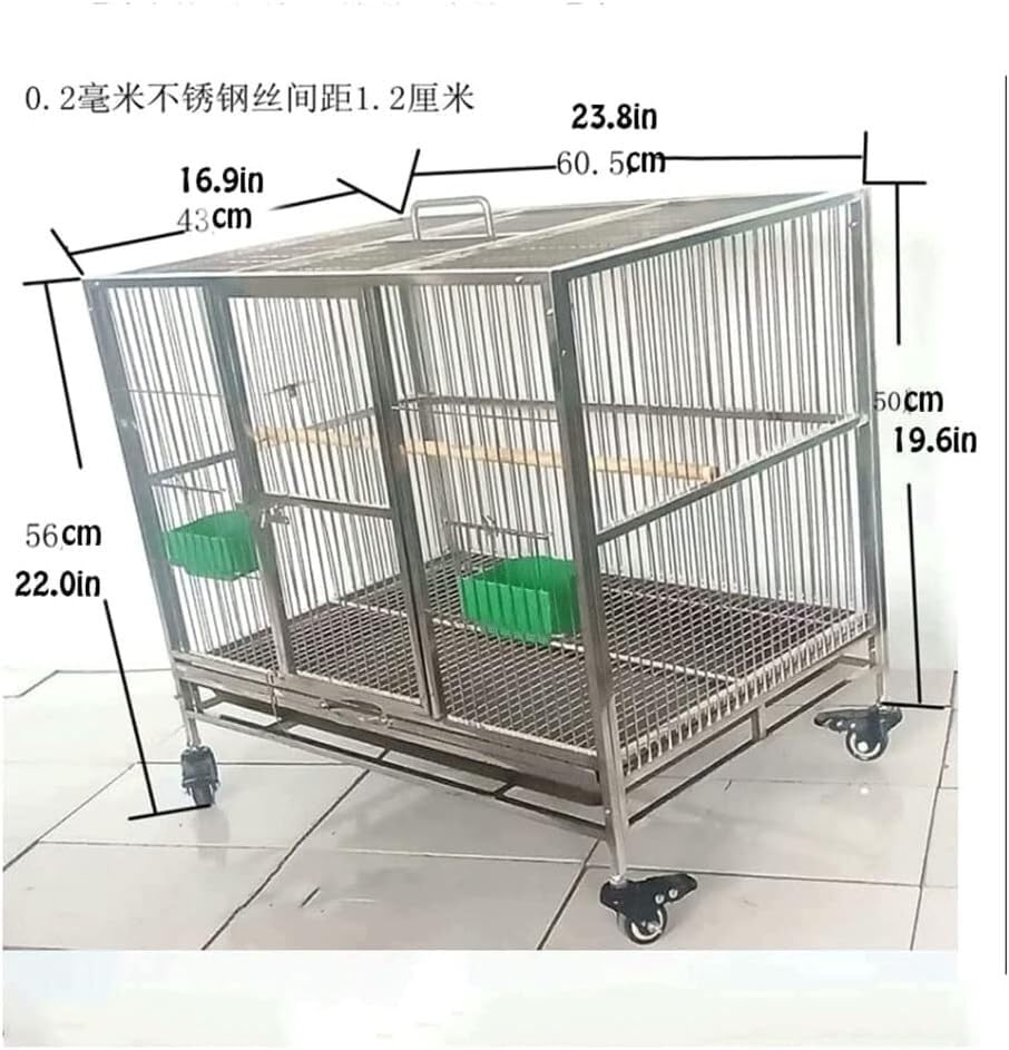Stainless Steel Parrot Flight Cage with Tray (H56CM)