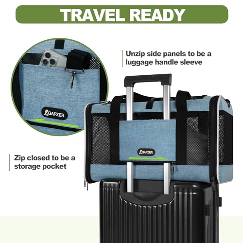 Cat Carrier 18 x 11 x 11 Top Loading Soft Pet Travel Bag Over 15lbs (Blue / 18.0"L x 11.0"W x 11.0"H)