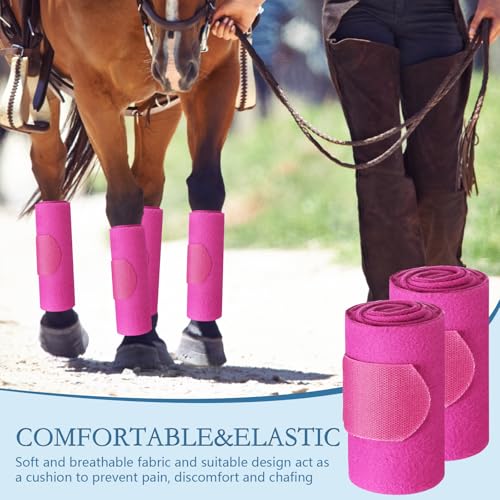 Set of 4 Horse No Bow Bandage 3D Contoured Standing Wrap Bandages Stable Nylon Horse Leg Wraps for Helping Prevent Horse from Tendon Damage and Keep Horses Clean and Safe (Purple)