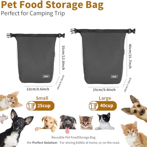Travel Dog Food Container Pet Food Storage Bag Containers 2PCS Collapsible Travel Dog Bowls Waterproof Camping Storage Essentials Kibble Carrier 20L Easy to Clean (Gray / 12L)