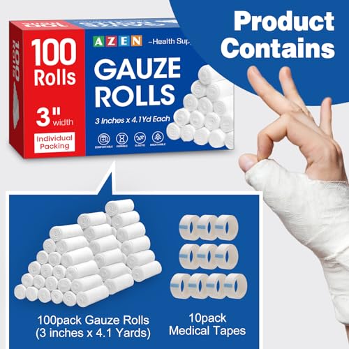 100 Pack Gauze Rolls Bandages (100p / 3IN)