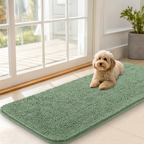 Dog Door Mat for Muddy Paws 47x20 (Olive Green / 47" X 20")