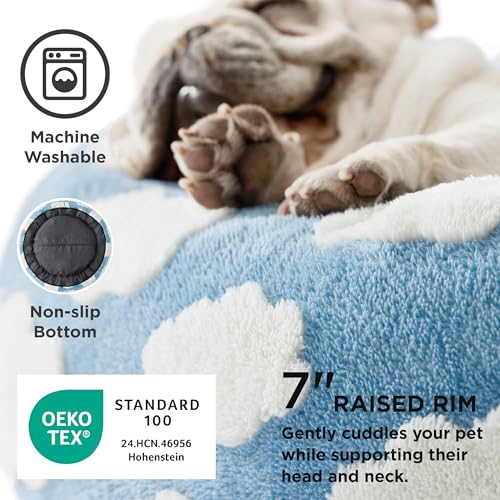 Shown on TV Jacquard Donut Cute Small Dog Beds (23.0"L x 23.0"W x 7.0"Th / Cozy Clouds Blue)
