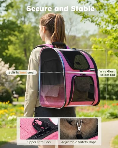 Cat Backpack Extendable (Pink / 12.6"L x 10.2"W x 16.5"H)