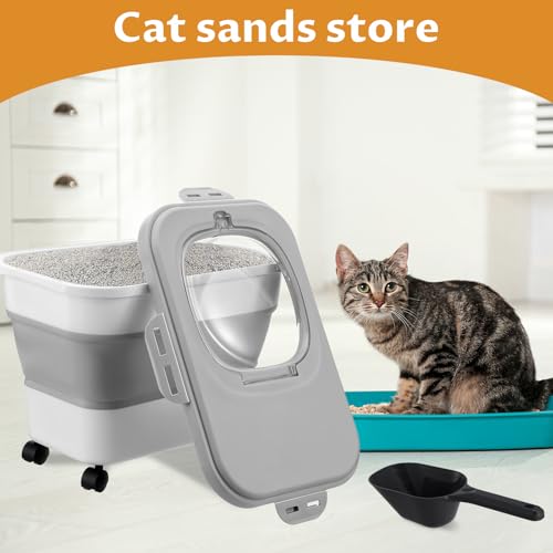 Cat Litter Storage Bin Container with Airtight Lids (Grey)