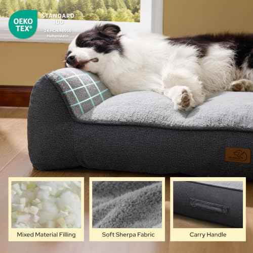 SupportMax® Extra Thick Orthopedic XL Dog Beds Large Sized Dog (Dark Green / 42"l X 30"w X 9.5"th)