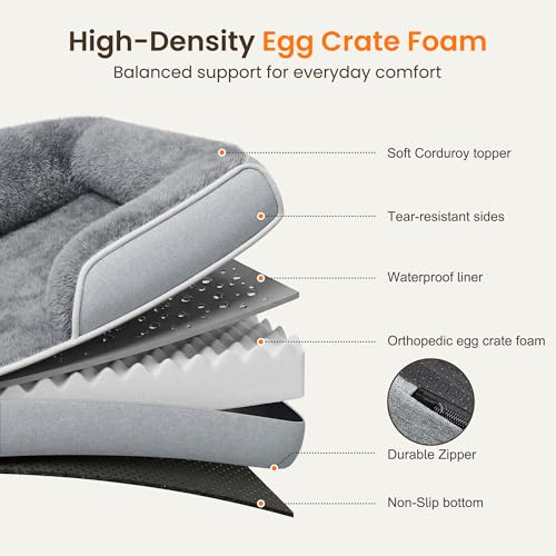 Orthopedic Dog Bed for Extra Large Dogs (Light Grey / 45.0"L x 30.0"W x 7.5"Th)