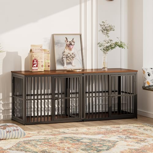 33'' Dog Crate Furniture with 3 Doors for Small to Medium Dogs (Walnut / 33.1"L x 22.1"W x 26.0"H)