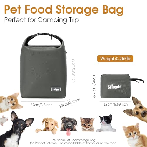 Travel Dog Food Container Pet Food Storage Bag Containers 2PCS Collapsible Travel Dog Bowls Waterproof Camping Storage Essentials Kibble Carrier 20L Easy to Clean (Gray / 12L)