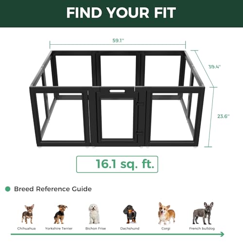 AuraSpace Clear Acrylic Indoor Dog Playpen (Black / 24"H)